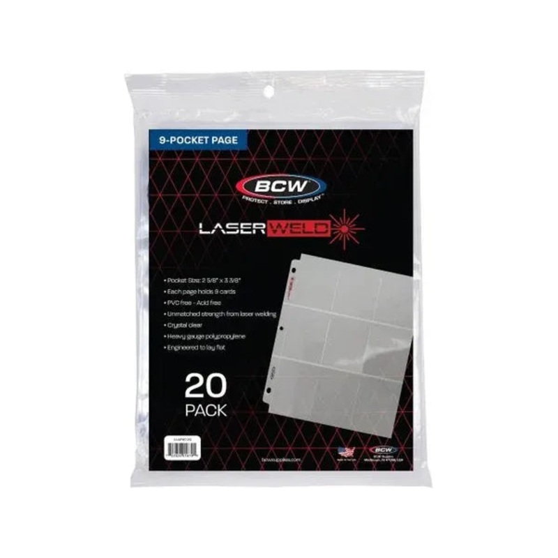 BCW - 9 Pocket Laserweld Pages - Pack of 20