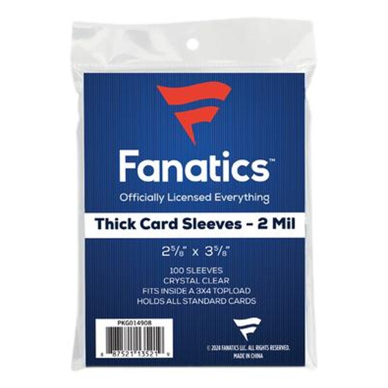 Fanatics - Soft Sleeves - Thick Card Sleeves - 2 3/4" x 3 13/16" - Package of 100