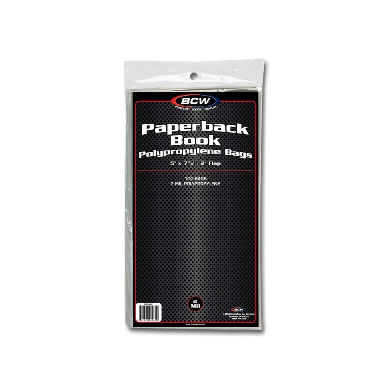 BCW - Paperback Book - Polypropylene Bags - 5 x 7 3/8 With 2 Inch Flap