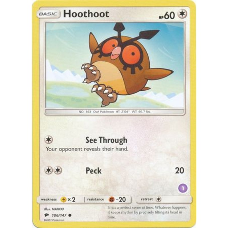Hoothoot (106/147) (Deck Exclusive #1) [Sun & Moon: Trainer Kit - Alolan Sandslash]
