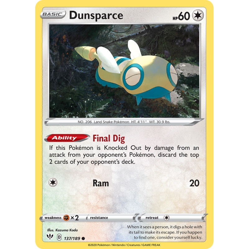 Dunsparce (137/189) [Sword & Shield: Darkness Ablaze]