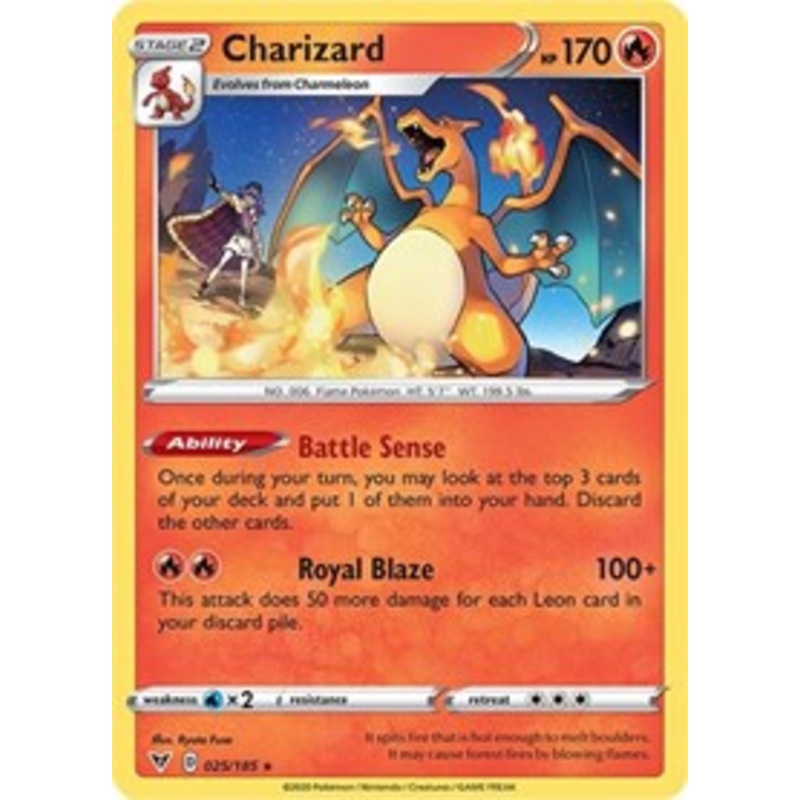 Charizard (025/185) (Cracked Ice Holo) (Theme Deck Exclusive) [Sword & Shield: Vivid Voltage]