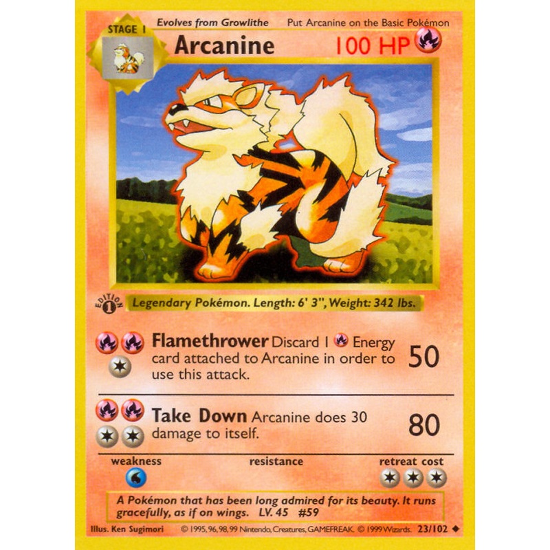 Arcanine (23/102) (Shadowless) [Base Set 1st Edition]