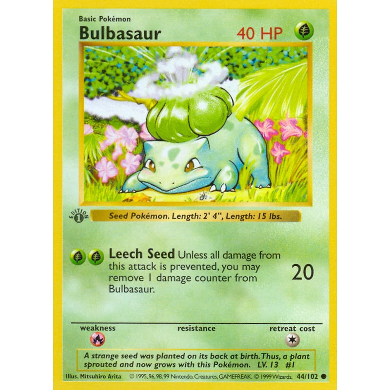 Bulbasaur (44/102) (Shadowless) [Base Set 1st Edition]