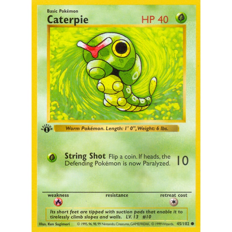 Caterpie (45/102) (Shadowless) [Base Set 1st Edition]