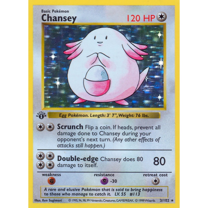 Chansey (3/102) (Shadowless) [Base Set 1st Edition]