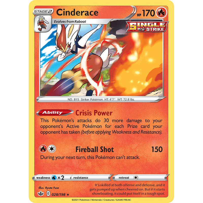 Cinderace (028/198) (Theme Deck Exclusive) [Sword & Shield: Chilling Reign]