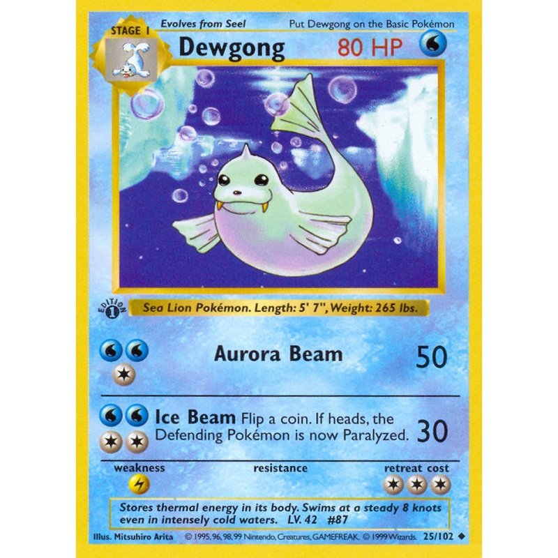 Dewgong (25/102) (Shadowless) [Base Set 1st Edition]
