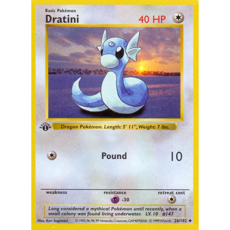 Dratini (26/102) (Shadowless) [Base Set 1st Edition]