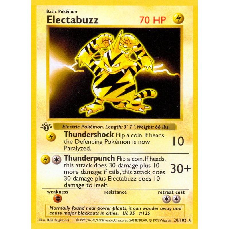 Electabuzz (20/102) (Shadowless) [Base Set 1st Edition]