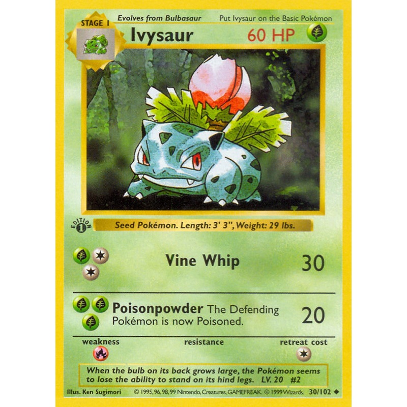 Ivysaur (30/102) (Shadowless) [Base Set 1st Edition]