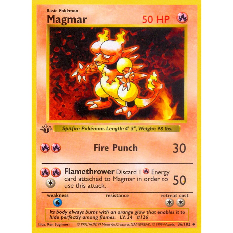 Magmar (36/102) (Shadowless) [Base Set 1st Edition]