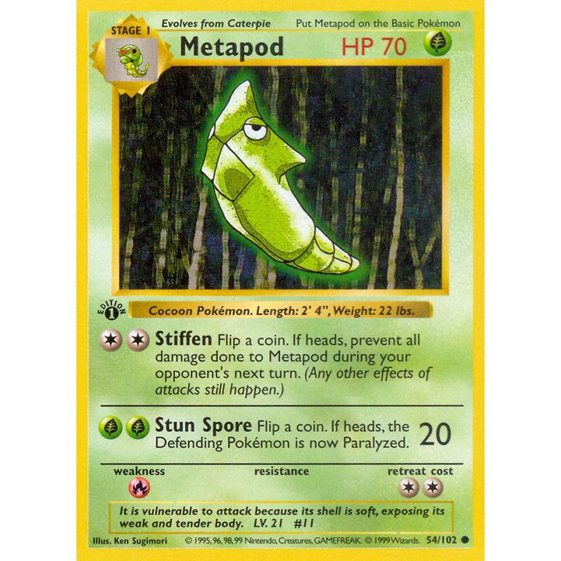 Metapod (54/102) (Shadowless) [Base Set 1st Edition]