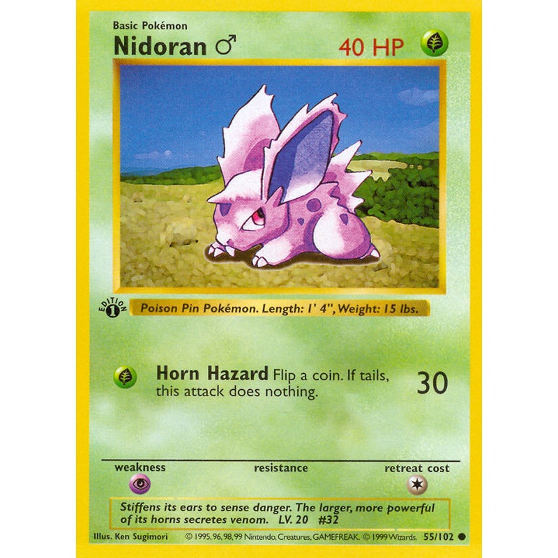 Nidoran (55/102) (Male) (Shadowless) [Base Set 1st Edition]