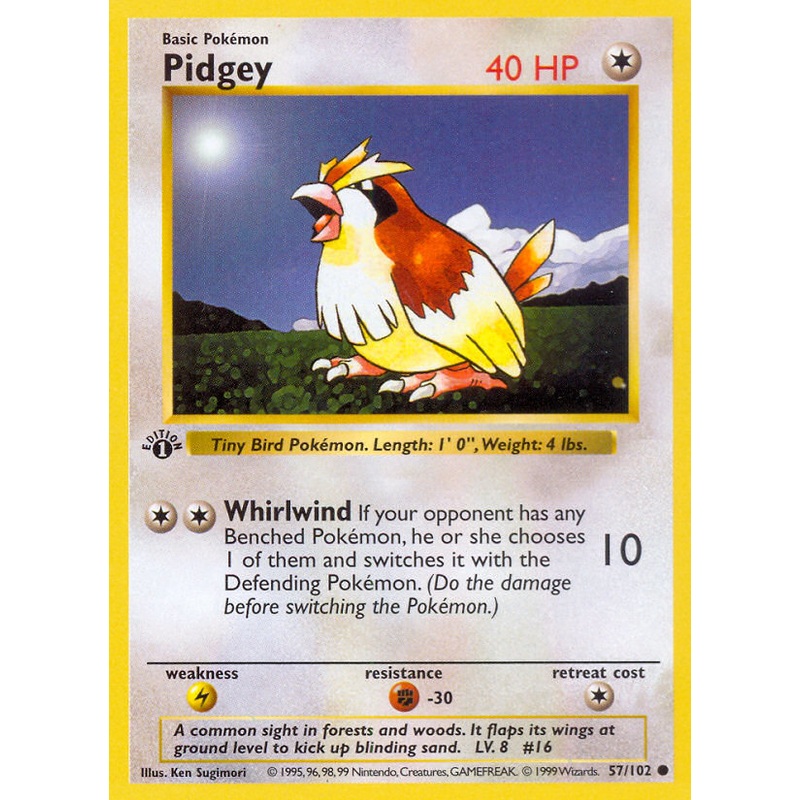 Pidgey (57/102) (Shadowless) [Base Set 1st Edition]