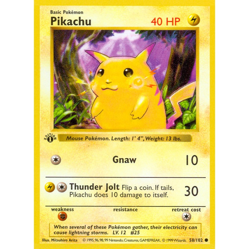 Pikachu (58/102) (Shadowless) [Base Set 1st Edition]