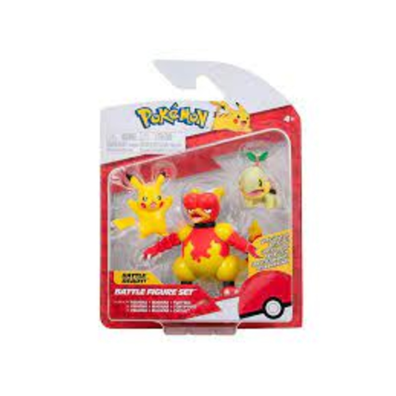Pokemon 3-Pack Battle Figure Set - 2-Inch Turtwig, Pikachu and 3-Inch Magmar