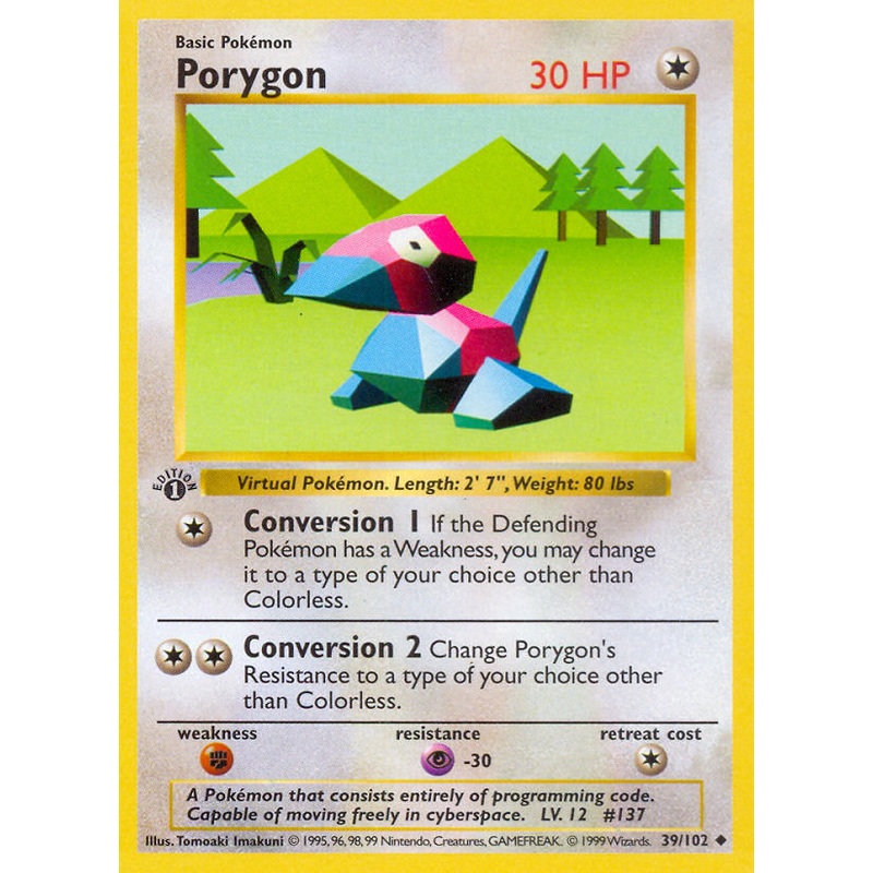 Porygon (39/102) (Shadowless) [Base Set 1st Edition]