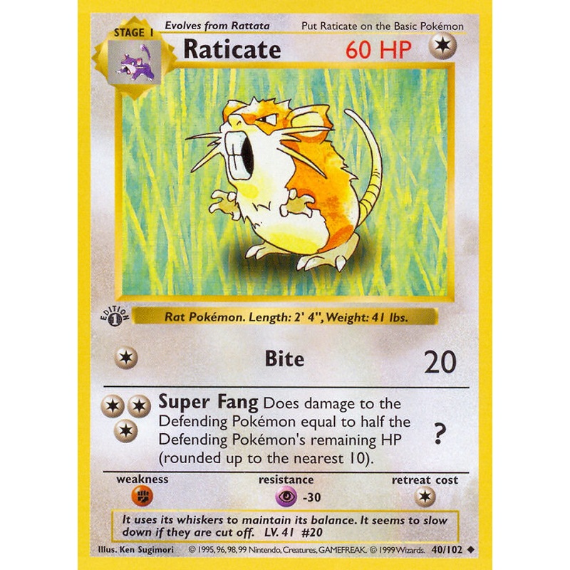 Raticate (40/102) (Shadowless) [Base Set 1st Edition]
