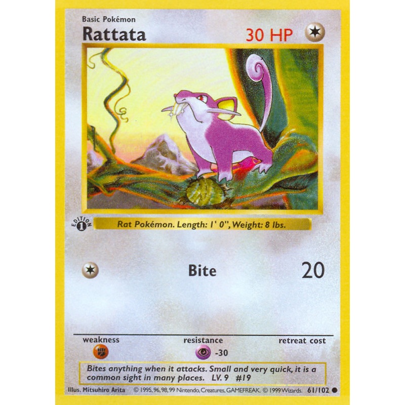 Rattata (61/102) (Shadowless) [Base Set 1st Edition]
