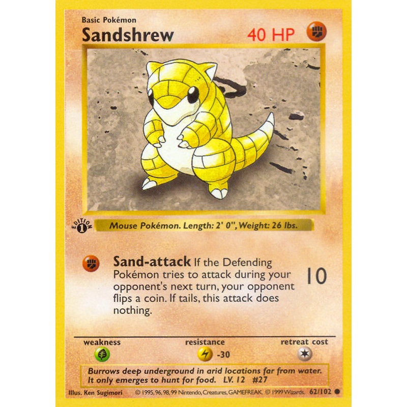 Sandshrew (62/102) (Shadowless) [Base Set 1st Edition]