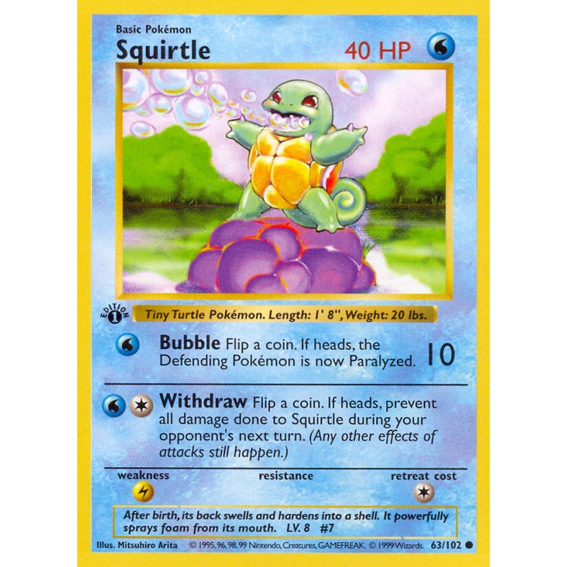 Squirtle (63/102) (Shadowless) [Base Set 1st Edition]