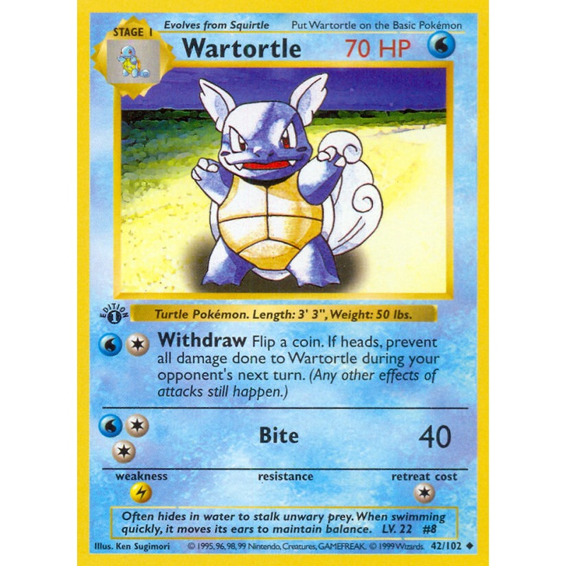Wartortle (42/102) (Shadowless) [Base Set 1st Edition]