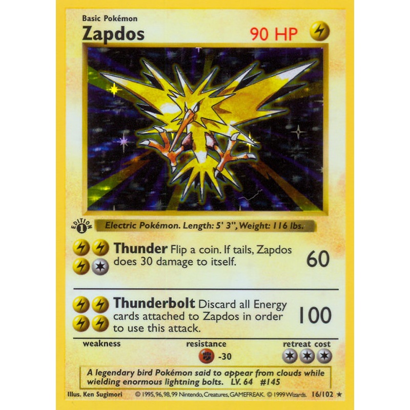 Zapdos (16/102) (Shadowless) [Base Set 1st Edition]