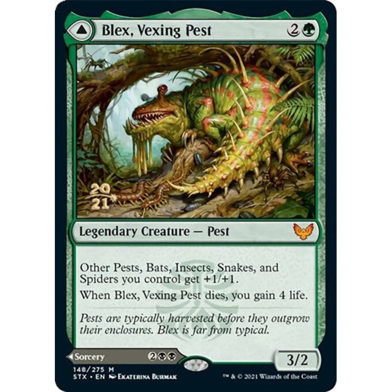Blex, Vexing Pest // Search for Blex [Strixhaven: School of Mages Prerelease Promos]