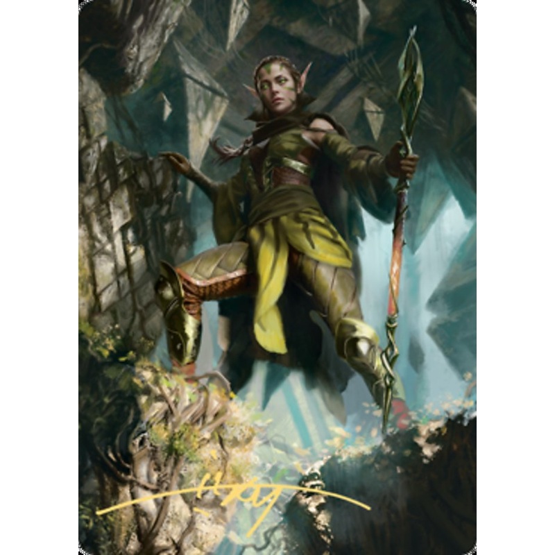 Nissa of Shadowed Boughs 1 Art Card (Gold-Stamped Signature) [Zendikar Rising Art Series]