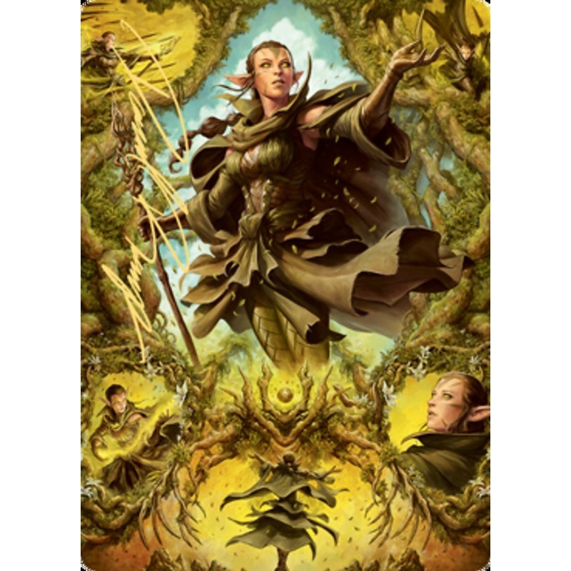 Nissa of Shadowed Boughs 2 Art Card (Gold-Stamped Signature) [Zendikar Rising Art Series]