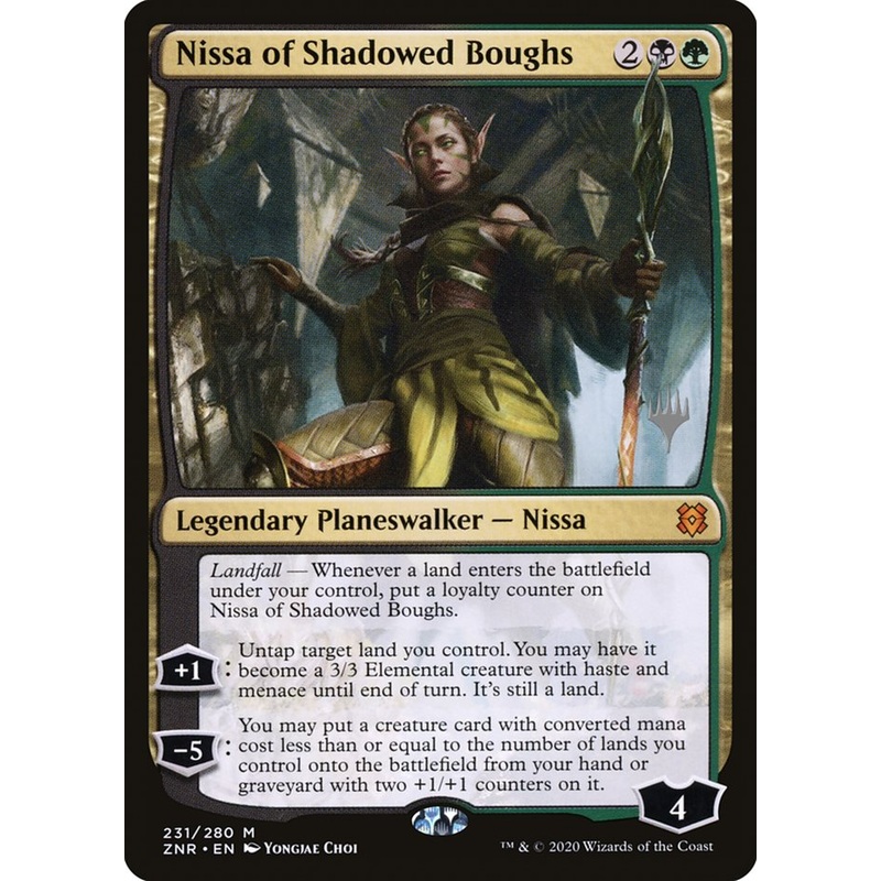 Nissa of Shadowed Boughs (Promo Pack) [Zendikar Rising Promos]