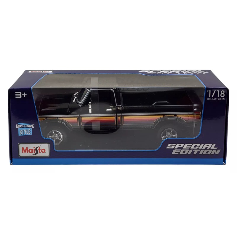 Maisto 31462 1/18 Scale 1979 Ford F150 Ranger Pick-Up Truck Diecast Model - Black
