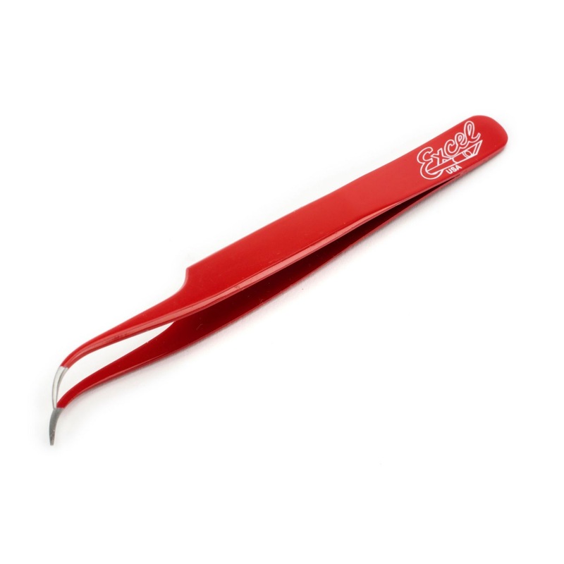 EXCEL 30426 Slant Point Tweezers, Red