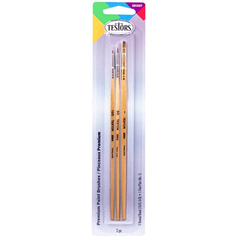 TESTORS 281207 3 Piece Premium Assorted Brush Set