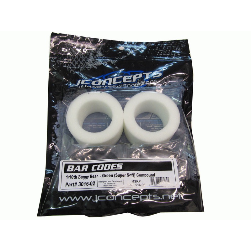 JCONCEPTS 3016-02 Bar Codes 2.2 Buggy Rear Tire Green (2)