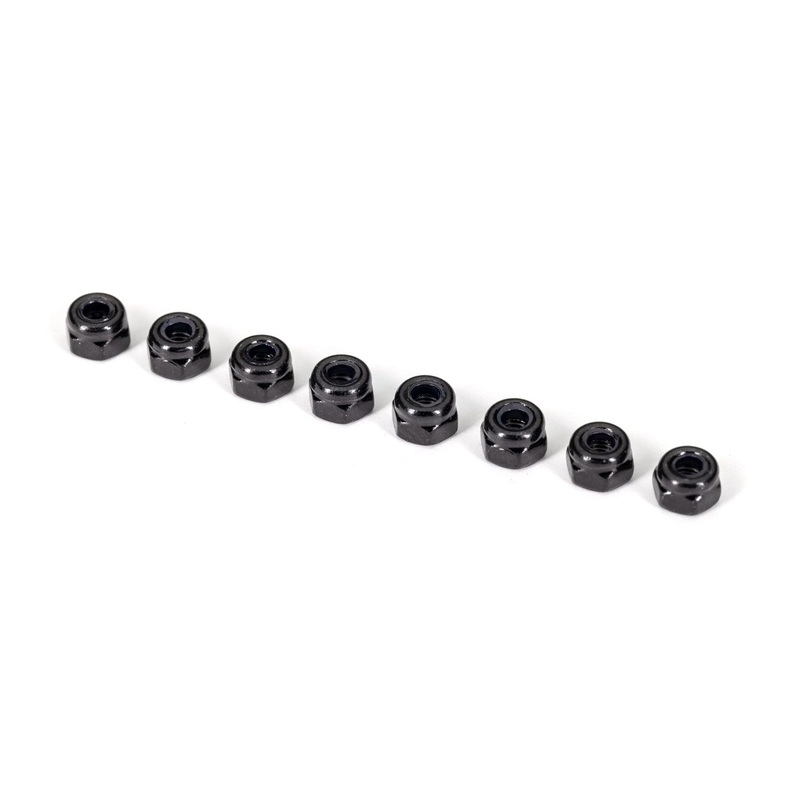 TRAXXAS 2745X Nuts, 3mm nylon locking, black (8)