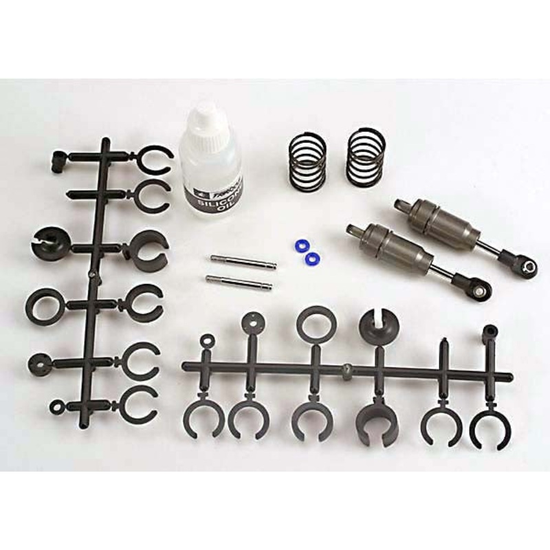 TRAXXAS 2658 Big Bore Shock Set (short) (hard-anodized & PTFE-coated T6 aluminum) (assembled with TiN shafts w/ springs)(f/r)(2) (Note: Assembled with 32mm shafts, 29mm shafts included)