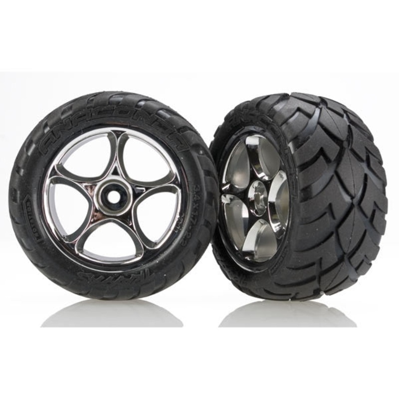 TRAXXAS 2478R Anaconda Tires with Tracer 2.2" Chrome Wheels (assembled, glued) (rear