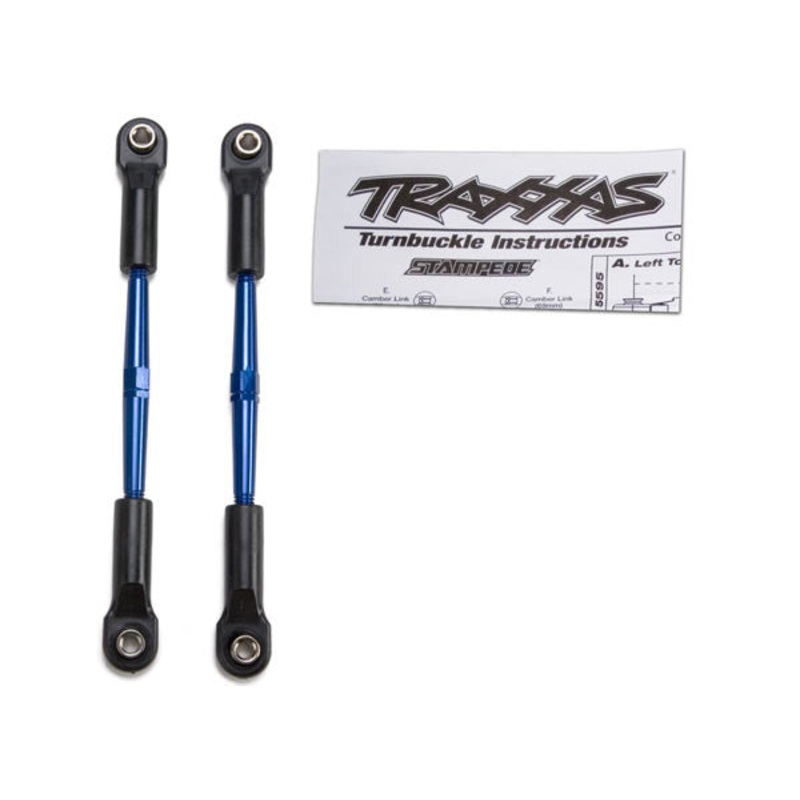 TRAXXAS 2336A Turnbuckles, aluminum (blue-anodized), toe links, 61mm (2) (assembled w/ rod ends & hollow balls) (fits Stampede) (requires 5mm aluminum wrench #5477): STAMPEDE 2WD