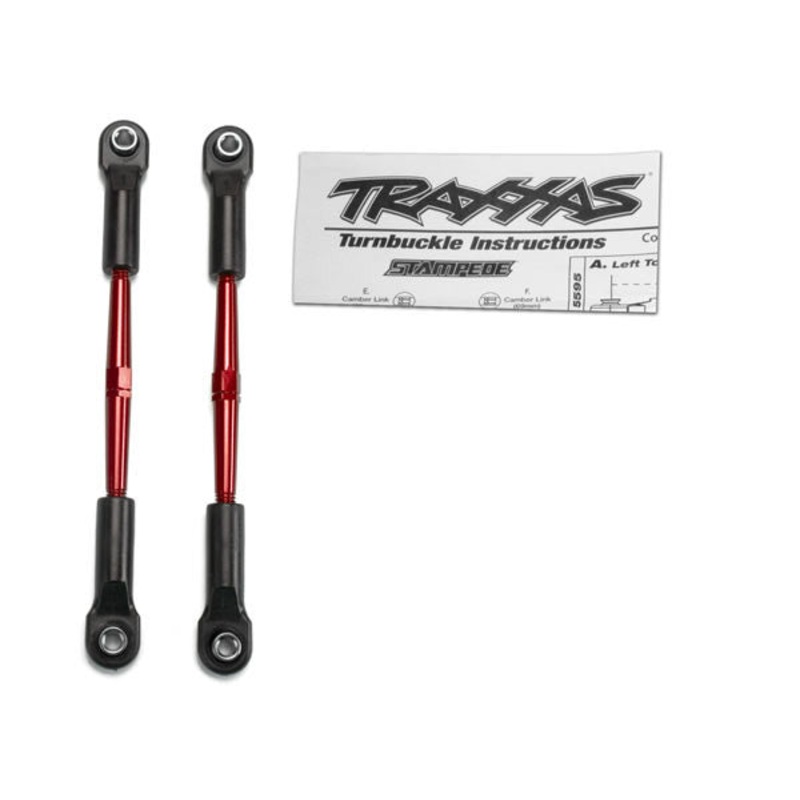 TRAXXAS 2336X Turnbuckles, aluminum (red-anodized), toe links, 61mm (2)(assembled with rod ends & hollow balls) (fits Stampede) (requires 5mm aluminum wrench #5477): STAMPEDE 2WD