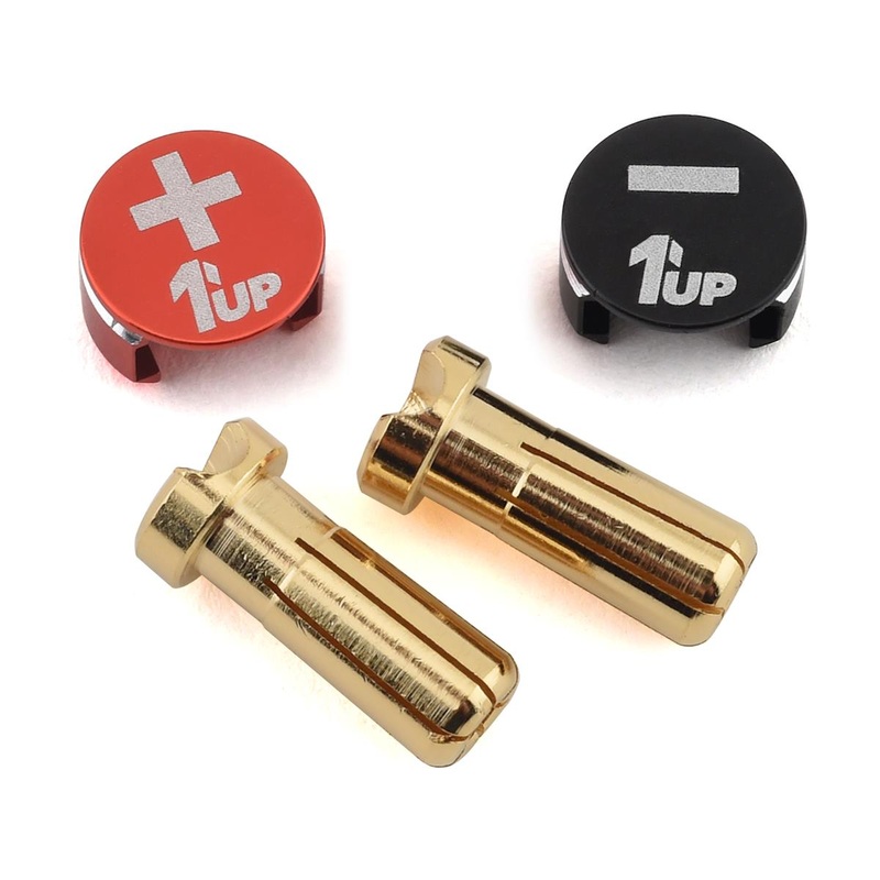 1 UP 190432 Low Profile Bullet Plugs & Grips 5mm Black Red