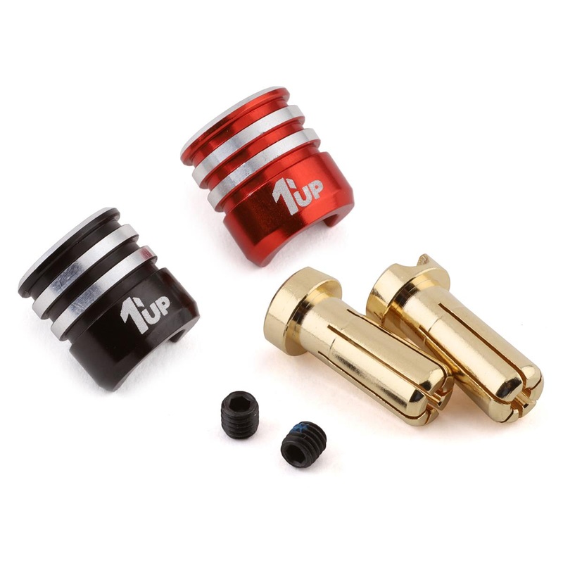 1 UP 190436 Heatsink Bullet Plug Grips w/ 5mm Bullets Black / Red