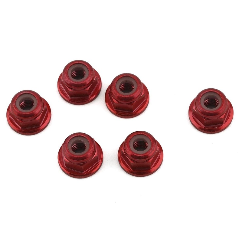 1 UP 80534 3mm Aluminum Flanged Locknuts Red