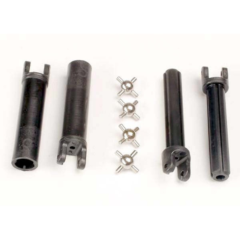 TRAXXAS 1951 Half Shafts, long truck (external-splined (2) & internal-splined (2)/ metal U-joints (4) : SLASH 2WD, STAMPEDE 2WD