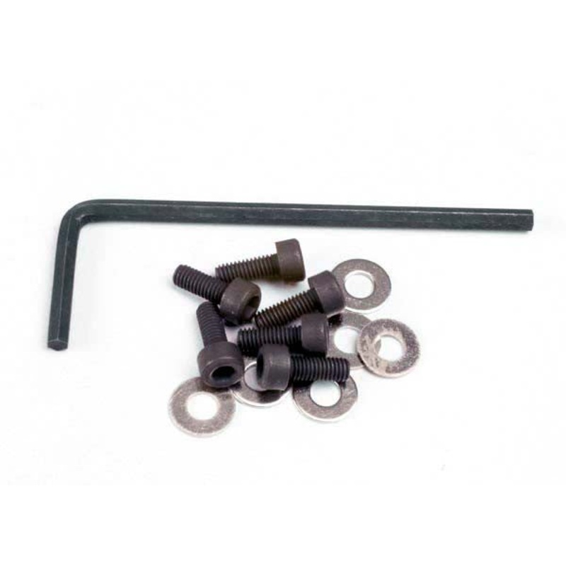 TRAXXAS 1552 Motor screws (3x8mm hex cap) (6)/washers (6)/ wrench : 2WD SLASH, SLASH 4X4, RUSTLER, STAMPEDE 2WD, STAMPEDE 4X4