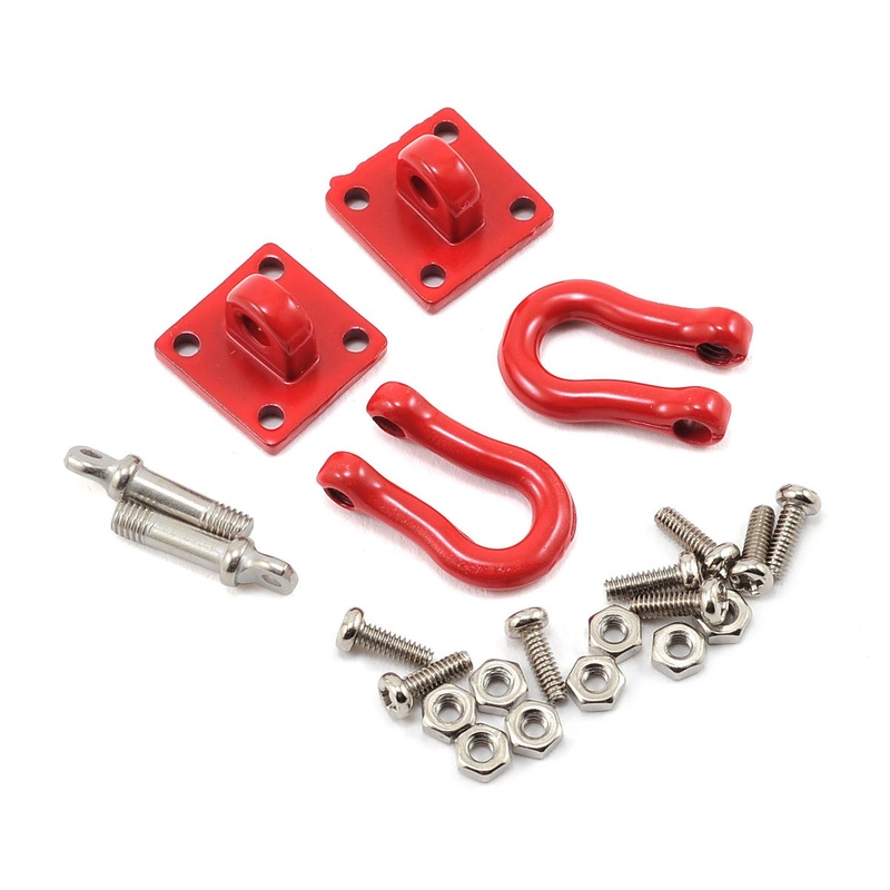 YEAH RACING YA-0358 1/10 Crawler Scale Heavy Duty Shackle w/Mounting Bracket (Red) (2)