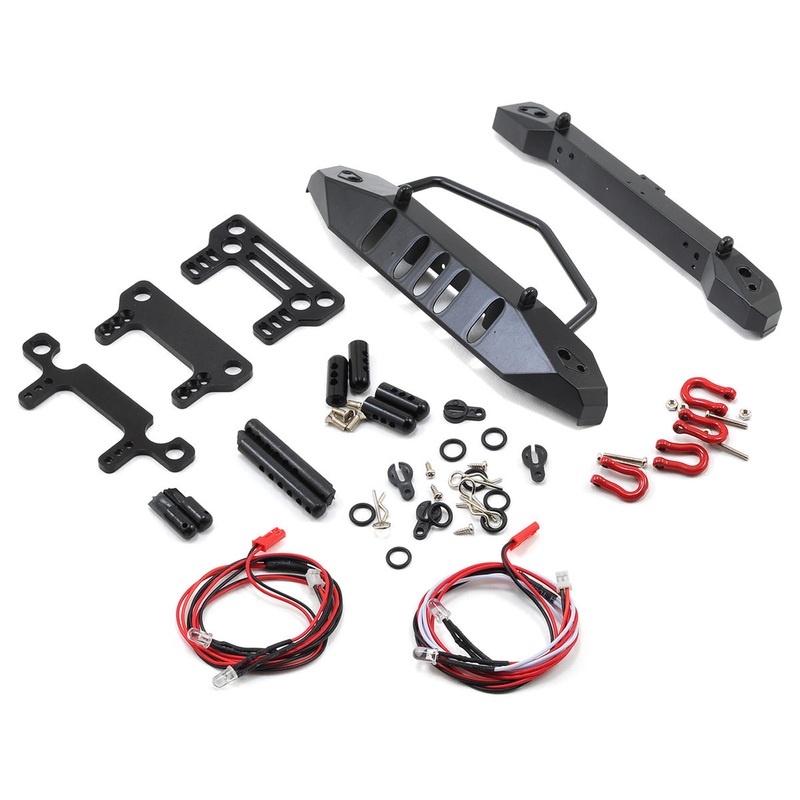 YEAH RACING YA-0431 Aluminum SCX10 Front & Rear Bumper Set w/Heavy Duty Shackle & LEDs
