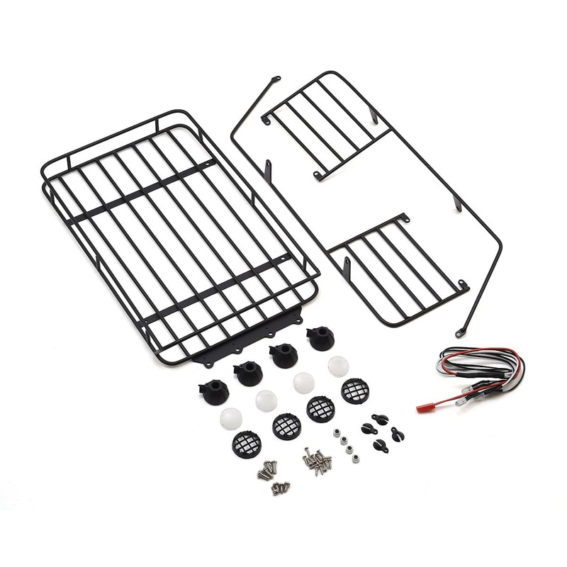 YEAH RACING YA-0561 Metal Roll Cage w/Roof Rack & LED Light 2017 Wrangler CRC Body