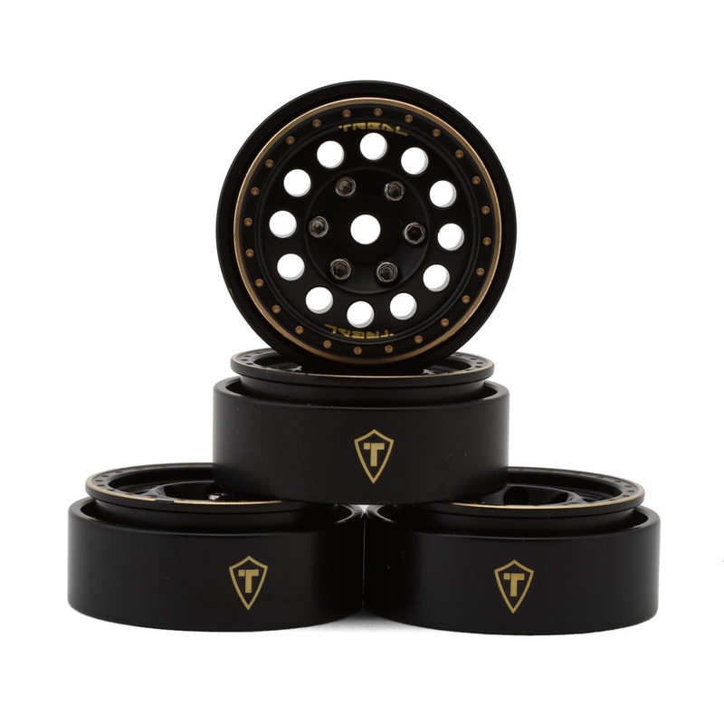 TREAL X0039345J3 TLHTSCX24-140 Type A 1.0" 12-Hole Brass Beadlock Wheels (Black) (4) (40g)